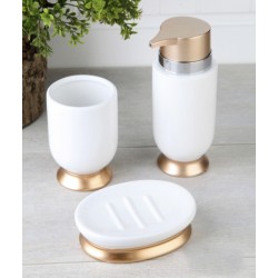3-piece white / golden banyo set