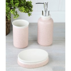 5-piece white / pink banyo set