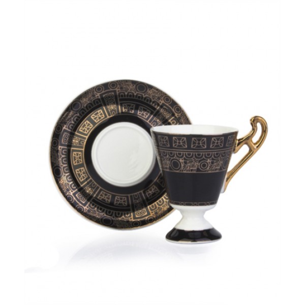 4-Piece Coffee Cup And Saucer Set black / Gold