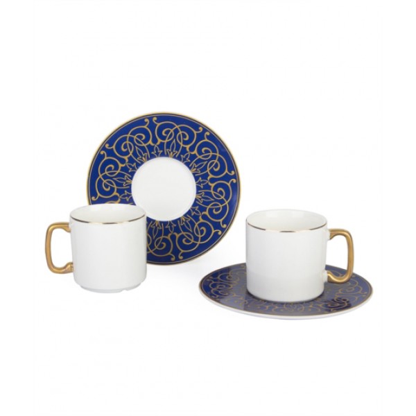 12-Piece Coffee Cup And Saucer Set blue / white