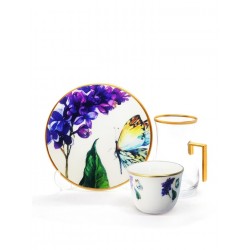  A set of tea sets with dish with coffee cups 18 pes BUTTERFLY